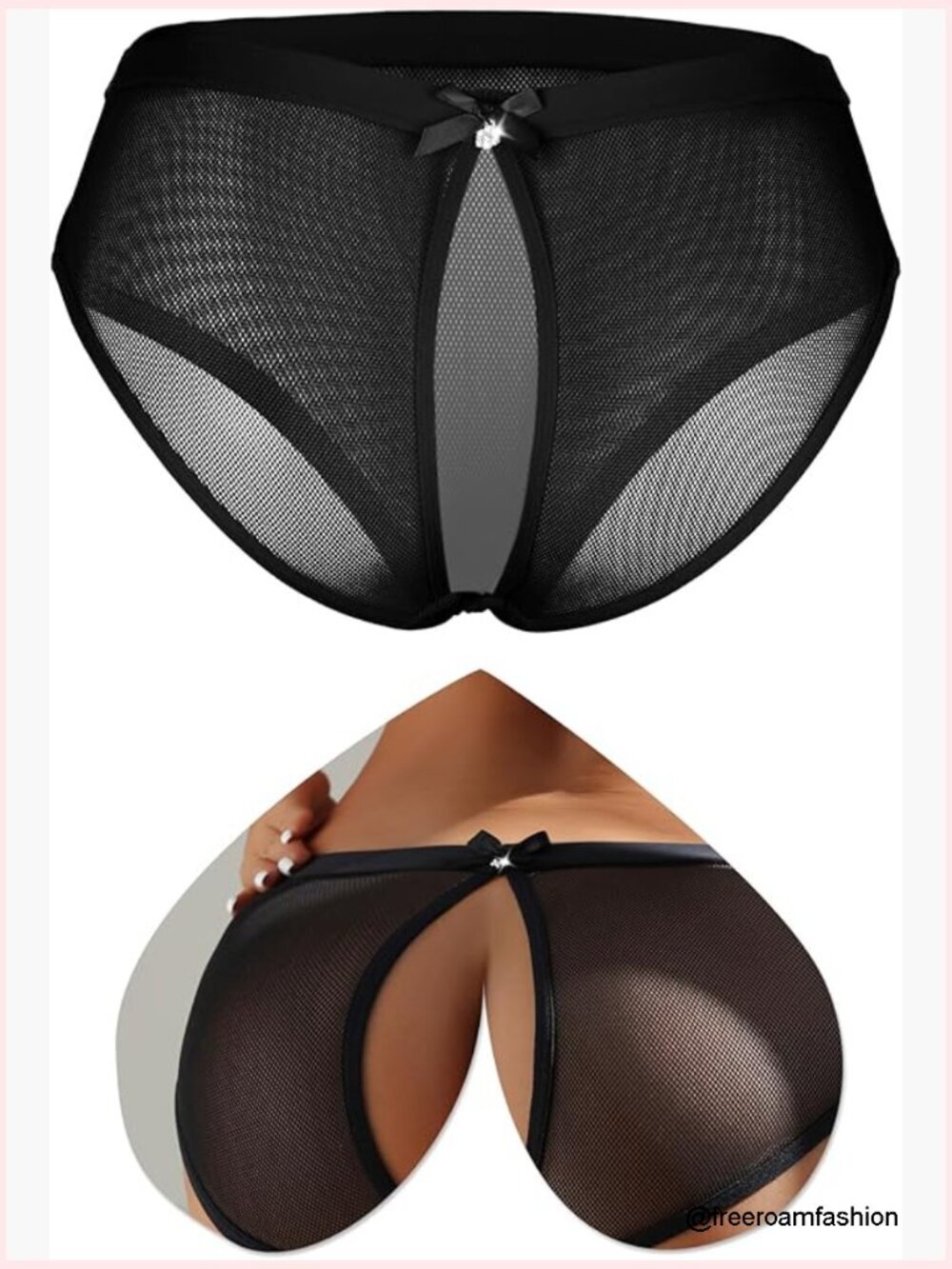 Mesh Brief Underwear Sheer Hollow Out Soft Breathable Panties Night Clubwear